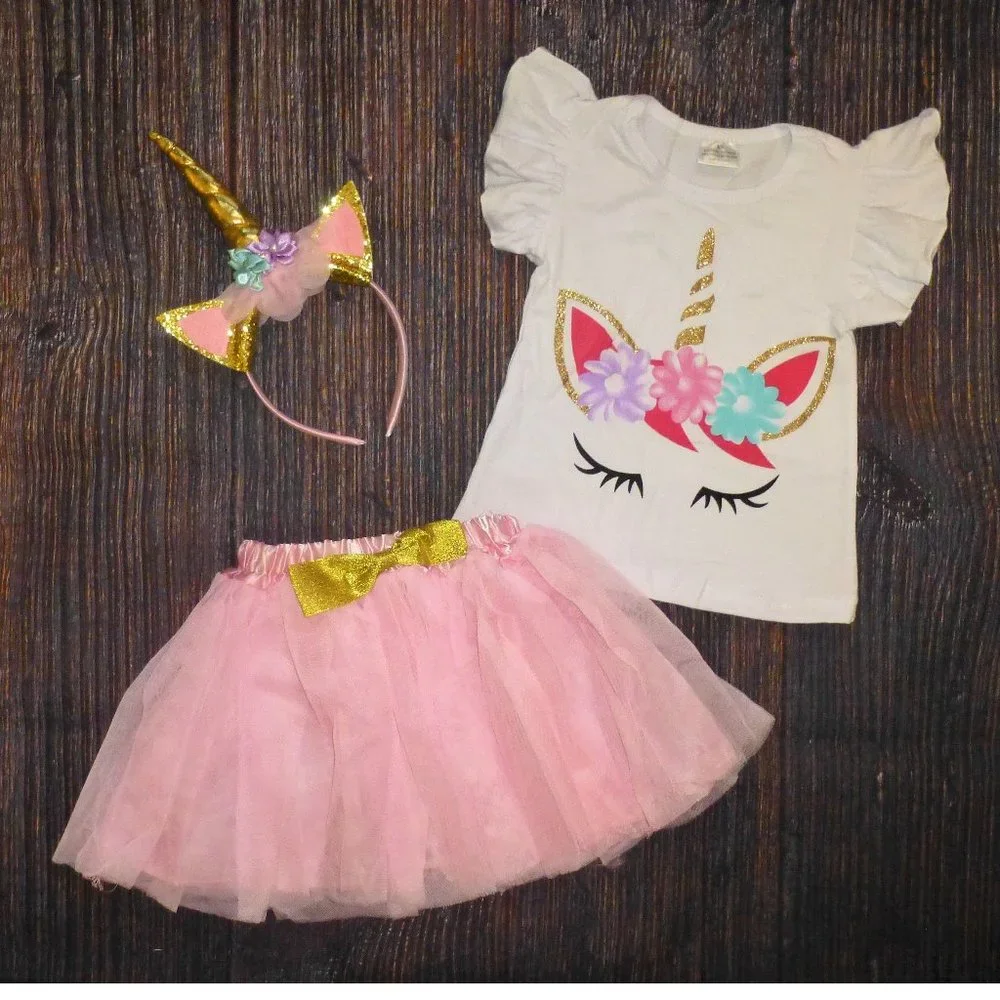 Boutique Unicorn Baby Girls Tutu Headband Outfit